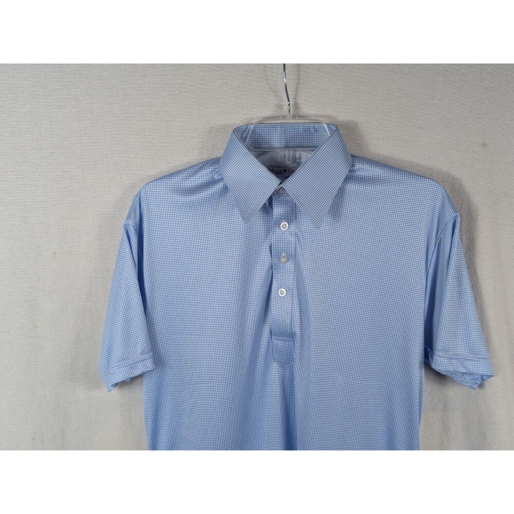 Collars & Co Blue Plaid Polo Shirt Men's Size Small - Picture 2 of 10